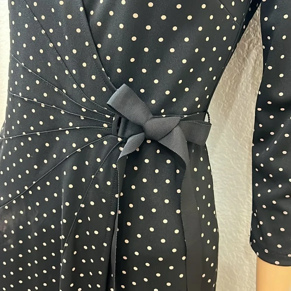 Ann Taylor Loft Woman’s Dress Sz 0 V Neck 3/4 Sleeve Side Wrap Midi Slimming